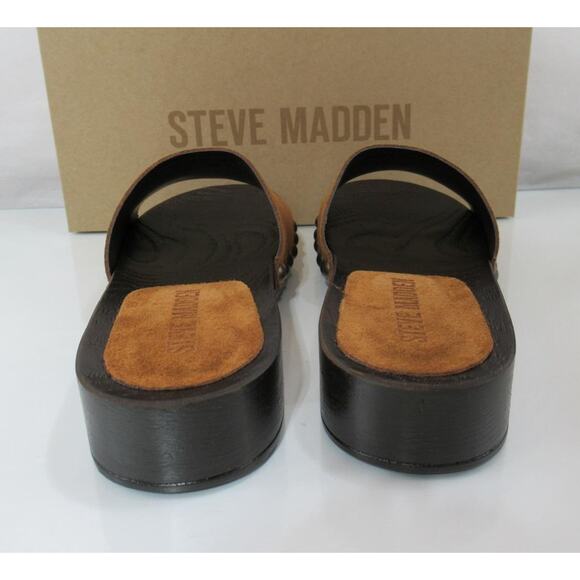 Steve Madden Cento Slide Sandals Chestnut Brown Suede Made in Italy - Picture 6 of 8